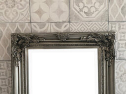 Downton Interiors Antique Silver Tall Ornate Dressing Wall Mirror With Bevelled Glass 142Cm - thumbnail 4