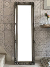 Downton Interiors Antique Silver Tall Ornate Dressing Wall Mirror With Bevelled Glass 142Cm - thumbnail 3