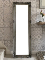 Downton Interiors Antique Silver Tall Ornate Dressing Wall Mirror With Bevelled Glass 142Cm - thumbnail 2