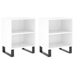Berkfield Bedside Cabinets 2 Pcs High Gloss White 40X30X50 Cm Engineered Wood - thumbnail 2