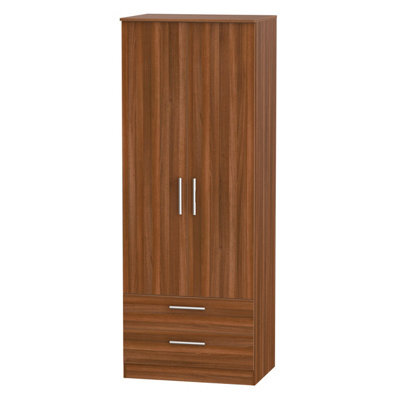 Trent Tall 2 Drawer Wardrobe In Noche Walnut (Ready Assembled)