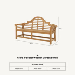 Royalcraft Ciara 3-Seater Wooden Garden Bench - thumbnail 5