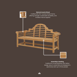 Royalcraft Ciara 3-Seater Wooden Garden Bench - thumbnail 6