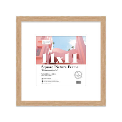 "11X11"" Oak Picture Frame - 11X11"" Square Frame With 9X9"" Mount For 11X11""/9X9"" Pictures Classic Style Thin Edge, 1 Pack" - image 1