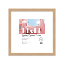 "11X11"" Oak Picture Frame - 11X11"" Square Frame With 9X9"" Mount For 11X11""/9X9"" Pictures Classic Style Thin Edge, 1 Pack" - thumbnail 1