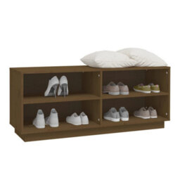 Berkfield Shoe Cabinet Honey Brown 110X34X45 Cm Solid Wood Pine - thumbnail 4
