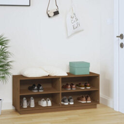 Berkfield Shoe Cabinet Honey Brown 110X34X45 Cm Solid Wood Pine - thumbnail 3