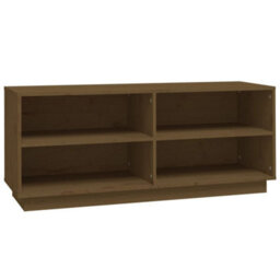 Berkfield Shoe Cabinet Honey Brown 110X34X45 Cm Solid Wood Pine - thumbnail 2