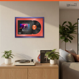 "AK Frames 25X17"" Purple Sleek Vinyl Record Frame With Poppy Red Mount For 12 Inch Lp Cover & Disc - Overlapped Design" - thumbnail 5