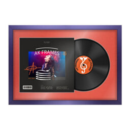 "AK Frames 25X17"" Purple Sleek Vinyl Record Frame With Poppy Red Mount For 12 Inch Lp Cover & Disc - Overlapped Design" - thumbnail 1