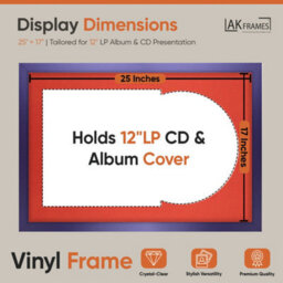 "AK Frames 25X17"" Purple Sleek Vinyl Record Frame With Poppy Red Mount For 12 Inch Lp Cover & Disc - Overlapped Design" - thumbnail 2
