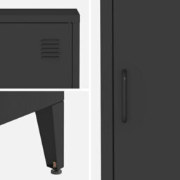 Sweeek - Set Of 2 Industrial Bedside Tables 1 Door Soho Black 38X38X57 Cm - thumbnail 6