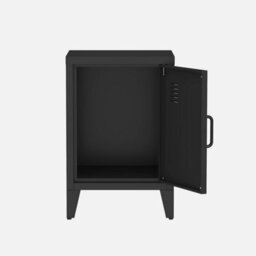 Sweeek - Set Of 2 Industrial Bedside Tables 1 Door Soho Black 38X38X57 Cm - thumbnail 5
