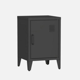 Sweeek - Set Of 2 Industrial Bedside Tables 1 Door Soho Black 38X38X57 Cm - thumbnail 4