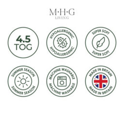 MHG Living Anti-Allergy 4.5 Tog Summer Duvet - Lightweight Breathable Striped Microfibre Quilt - Single - thumbnail 7