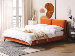 Beliani Bed Velvet Melle 160 X 200 Cm (Eu King Size) Orange - thumbnail 2
