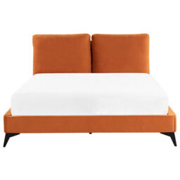 Beliani Bed Velvet Melle 160 X 200 Cm (Eu King Size) Orange - thumbnail 4