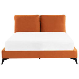 Beliani Bed Velvet Melle 160 X 200 Cm (Eu King Size) Orange - thumbnail 5