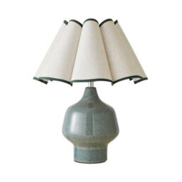 Valuelights Jamie Green Speckle Glazed Ceramic Table Lamp With A Natural Scalloped Edge Fabric Shade - Bulb Included - thumbnail 8