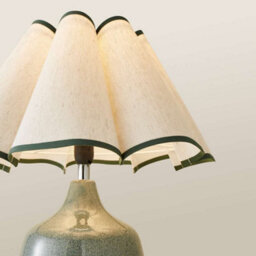Valuelights Jamie Green Speckle Glazed Ceramic Table Lamp With A Natural Scalloped Edge Fabric Shade - Bulb Included - thumbnail 5