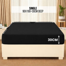 Aspire Homeware Black Fitted Sheet-(25Cm) Deep Hotel Quality -Breathable Fitted Bed Sheets Single (L)190Cm X (W)91Cm - thumbnail 7