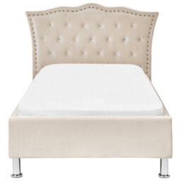 Beliani Bed Velvet Metz 90 X 200 Cm (Eu Single) Beige - thumbnail 5