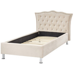 Beliani Bed Velvet Metz 90 X 200 Cm (Eu Single) Beige - thumbnail 4