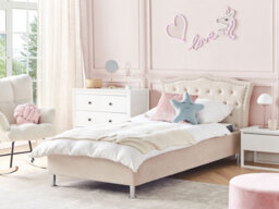 Beliani Bed Velvet Metz 90 X 200 Cm (Eu Single) Beige - thumbnail 2