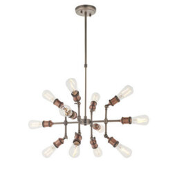 Luminosa Lighting Luminosa Hal Large Industrial Style Multi Arm Pendant Light, Aged Pewter & Copper With Adjustable Heads - thumbnail 1