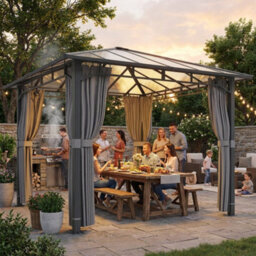 Outsunny 3 X 3 M Hardtop Gazebo With Pc Roof, Aluminium Frame, Tan - thumbnail 9