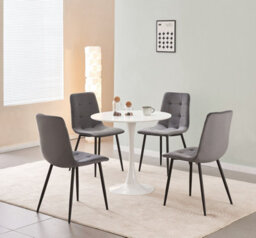Mof Dining Chairs Set Of 4 Velvet Dining Chair With Padded Seat And Backrest, Sturdy Metal Legs Grey Check - thumbnail 2