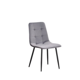 Mof Dining Chairs Set Of 4 Velvet Dining Chair With Padded Seat And Backrest, Sturdy Metal Legs Grey Check - thumbnail 5