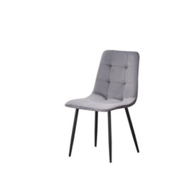 Mof Dining Chairs Set Of 4 Velvet Dining Chair With Padded Seat And Backrest, Sturdy Metal Legs Grey Check - thumbnail 6