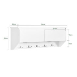 Sobuy Fhk24-W, Wall Coat Rack Wall Shelf Wall Storage Cabinet Hallway Coat Rack,white,w80Xd20Xh30 - thumbnail 3