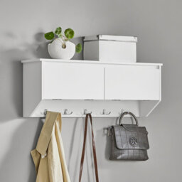 Sobuy Fhk24-W, Wall Coat Rack Wall Shelf Wall Storage Cabinet Hallway Coat Rack,white,w80Xd20Xh30 - thumbnail 2