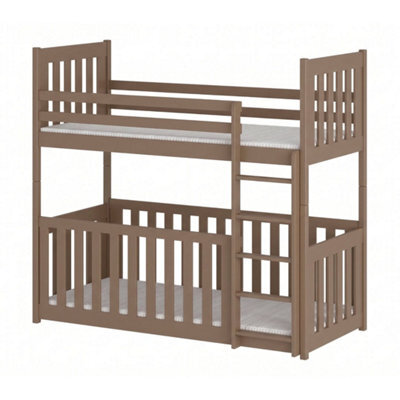 Arte Milk Chocolate Wooden Bunk Bed With Cot Bed & 2 Bonnell Mattresses 90 X 190 Cm - image 1