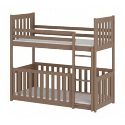 Arte Milk Chocolate Wooden Bunk Bed With Cot Bed & 2 Bonnell Mattresses 90 X 190 Cm - thumbnail 1