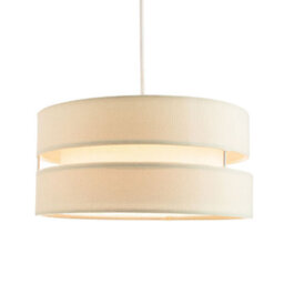 Happy Homewares Contemporary Quality Cream Linen Fabric Triple Tier Ceiling Pendant Light Shade - thumbnail 2