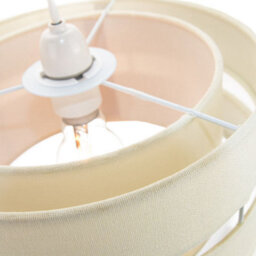 Happy Homewares Contemporary Quality Cream Linen Fabric Triple Tier Ceiling Pendant Light Shade - thumbnail 3