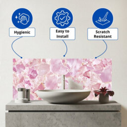 Warren Reed Designer Light Pink Quartz Effect Glass Bathroom Splashback - thumbnail 2