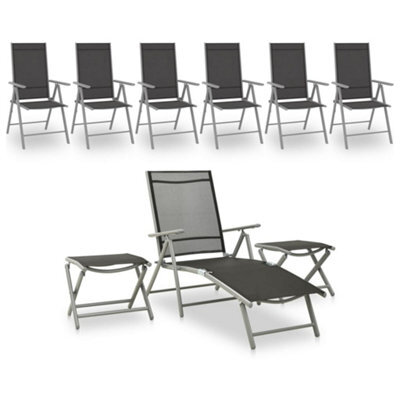 Berkfield 9 Piece Garden Lounge Set Black And Silver - image 1