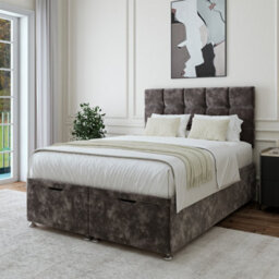 Bedmaster Charcoal Chenille Ottoman Divan Base And Square Headboard Super King - thumbnail 2