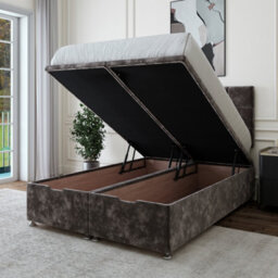 Bedmaster Charcoal Chenille Ottoman Divan Base And Square Headboard Super King - thumbnail 3