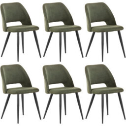 Longtoo Set Of 6 Dining Chairs, Velvet Upholstery, Separate Legs, Army Green - thumbnail 2
