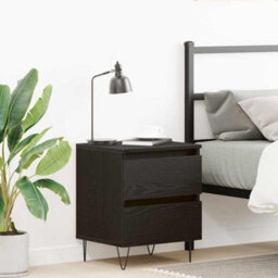 Berkfield Bedside Cabinet Black Oak 40X35X50 Cm Engineered Wood