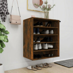 Berkfield Shoe Cabinet Smoked Oak 60X35X70 Cm Engineered Wood - thumbnail 1