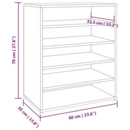 Berkfield Shoe Cabinet Smoked Oak 60X35X70 Cm Engineered Wood - thumbnail 9