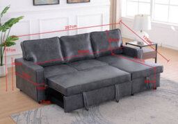 Mattress Guru Brown/charcoal Leather-Aire Fabric L-Shaped Corner Sofa Bed With Pull-Out Sleeper And Storage - thumbnail 4