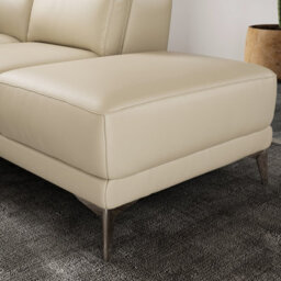 Valencia Pista Modern Top Grain Leather Reclining Sectional Right Hand Facing Chaise Sofa Beige Stainless Steel Legs - thumbnail 6