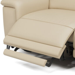 Valencia Pista Modern Top Grain Leather Reclining Sectional Right Hand Facing Chaise Sofa Beige Stainless Steel Legs - thumbnail 9